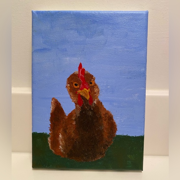 Other - A small painting of a chicken. Acrylic paint.